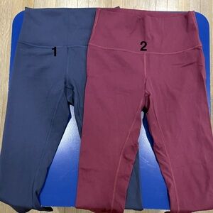 Lululemon Wunder Under Crop Legging in Navy and Burgundy